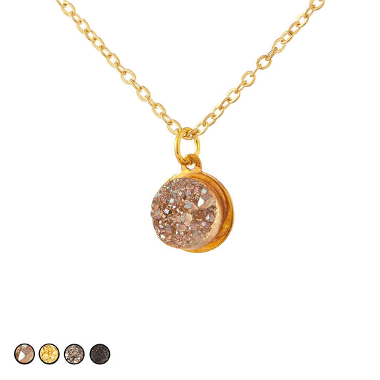 Sparkle Geode Charm Necklace (Gun Metal)