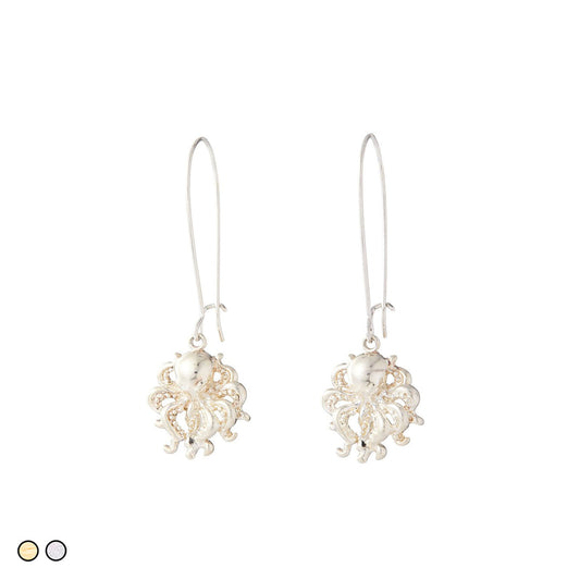 Octopus Drop Earring (Silver and Gold)