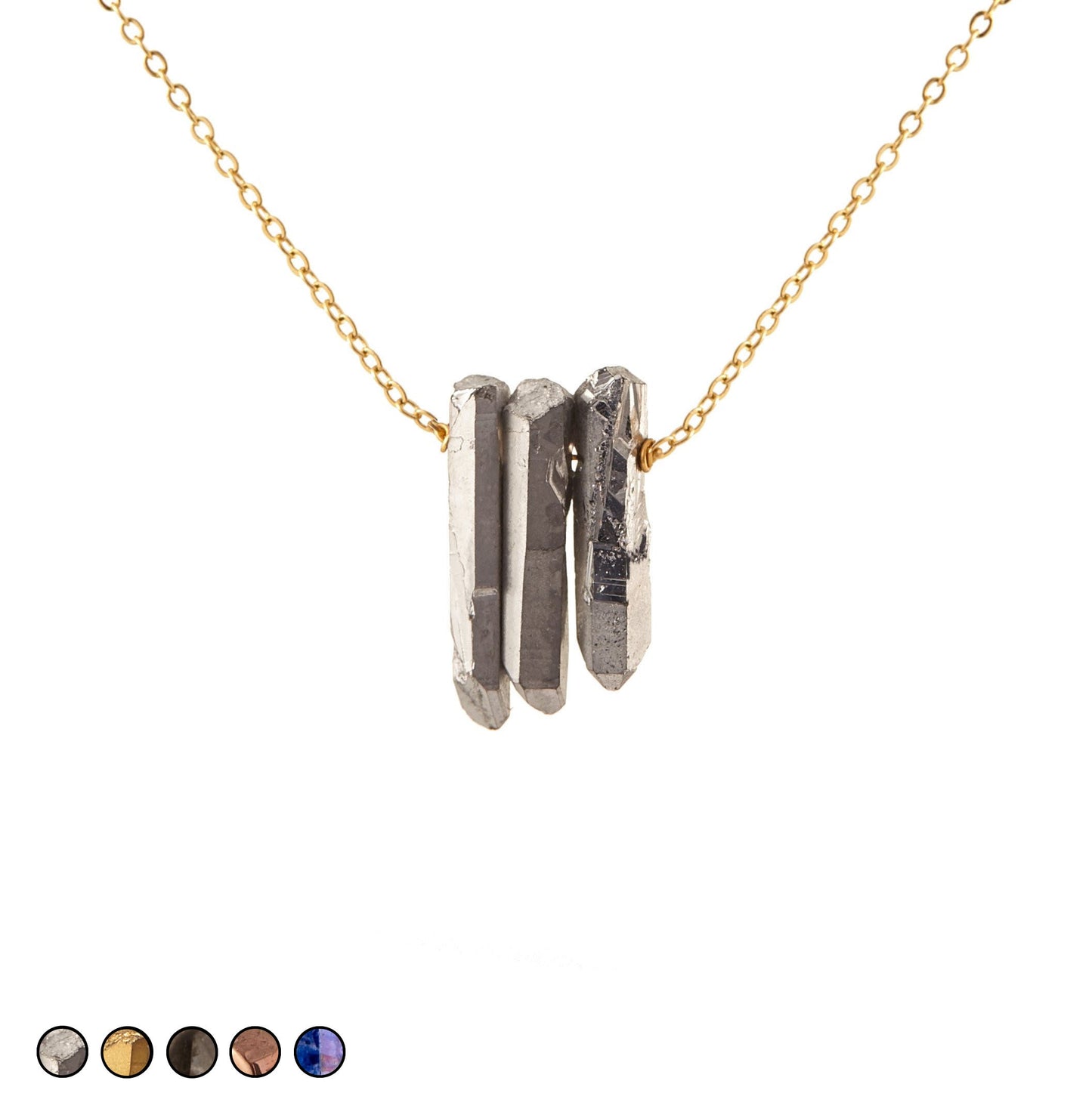 Three Agate Shards Necklace (Gold)