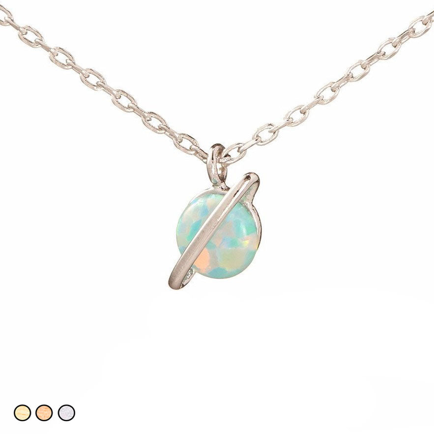 Opal Planet Necklace (Gold, Rose Gold, Rhodium Silver)