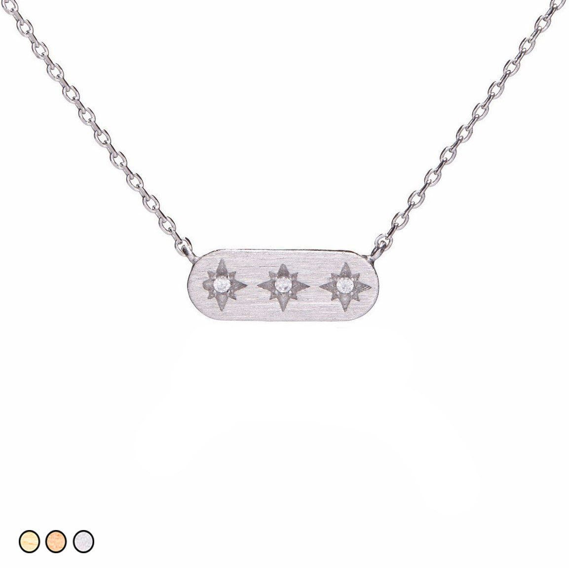 Pave Star Bar (Silver, Gold, Rose Gold)