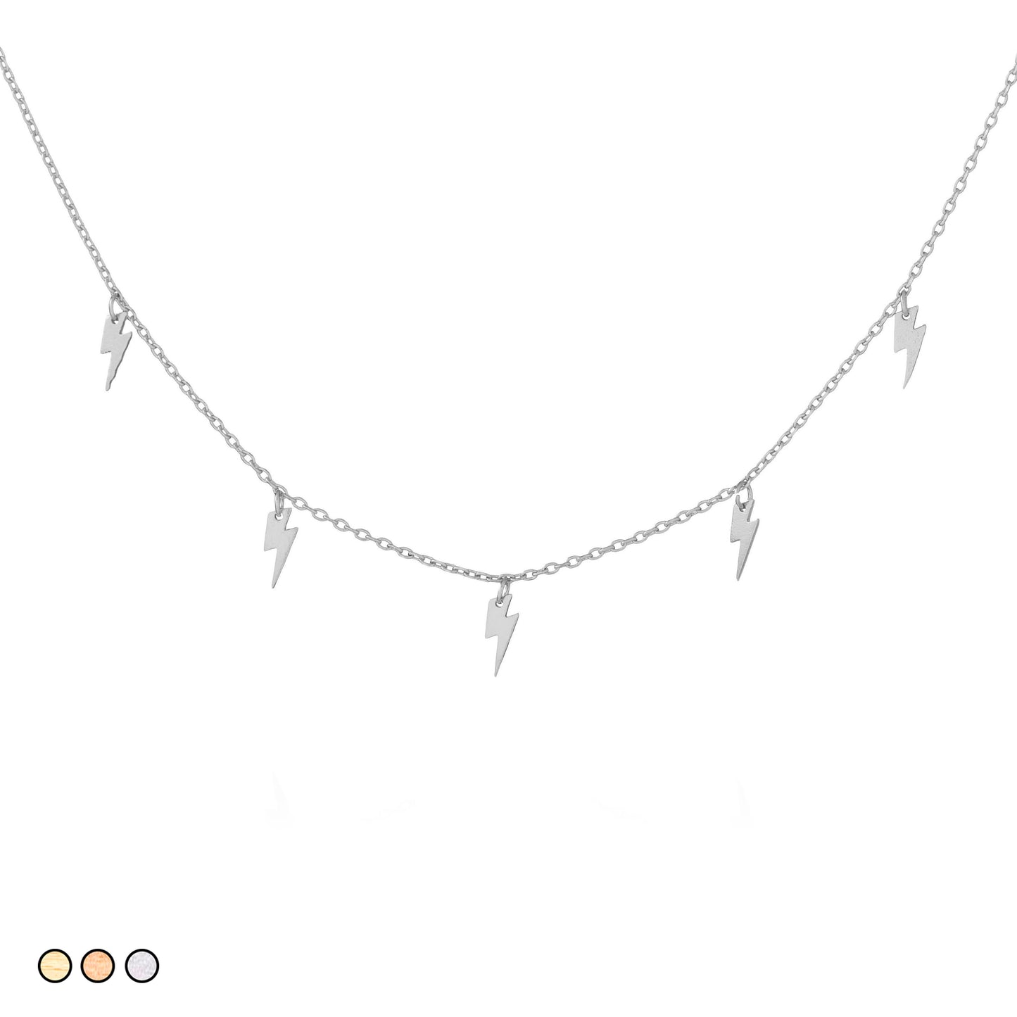 Mini Lighting Bolt Charm Necklace (Silver, Gold, Rose Gold)