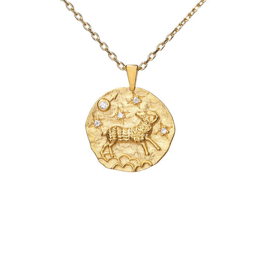 Hammered CZ Zodiac Necklace
