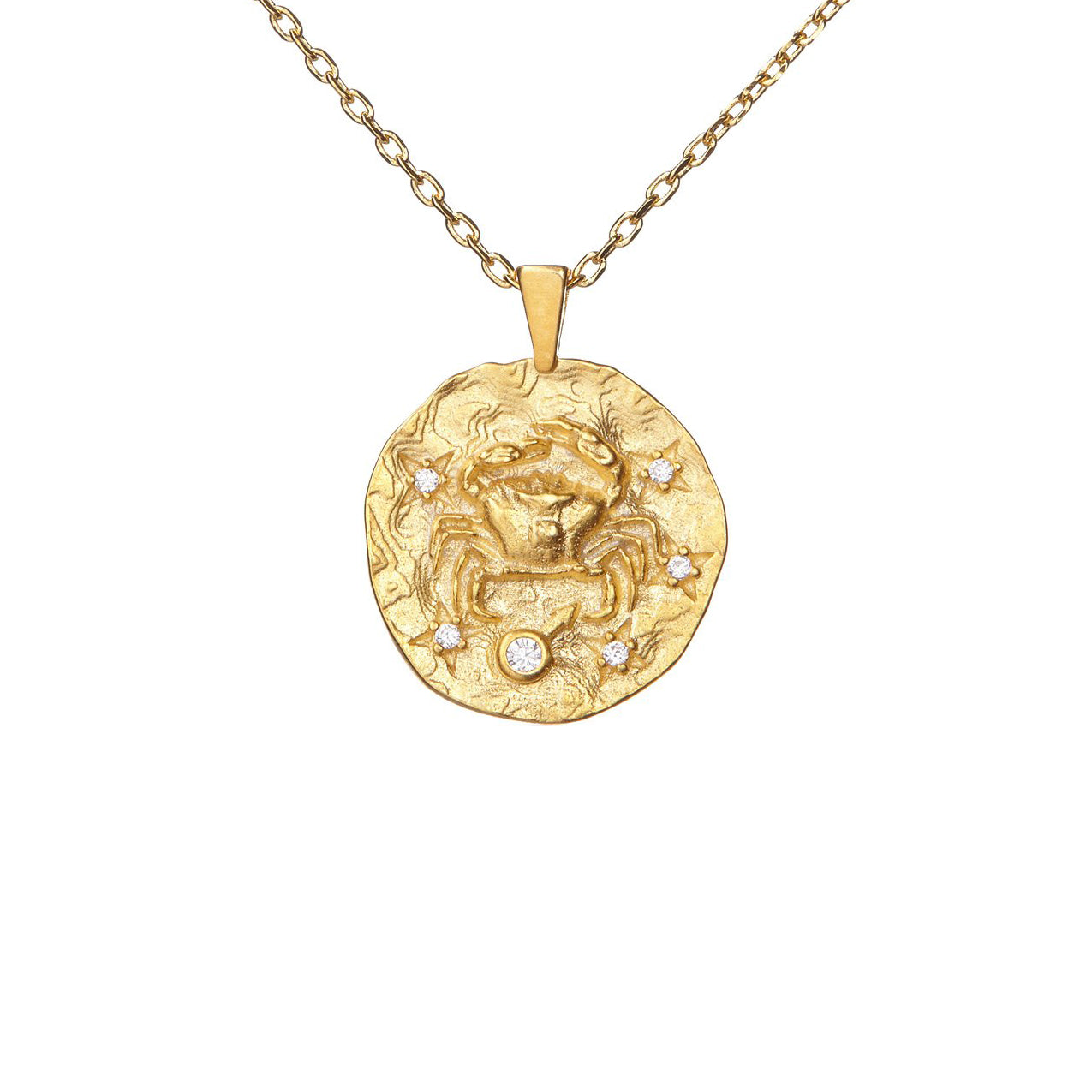 Hammered CZ Zodiac Necklace