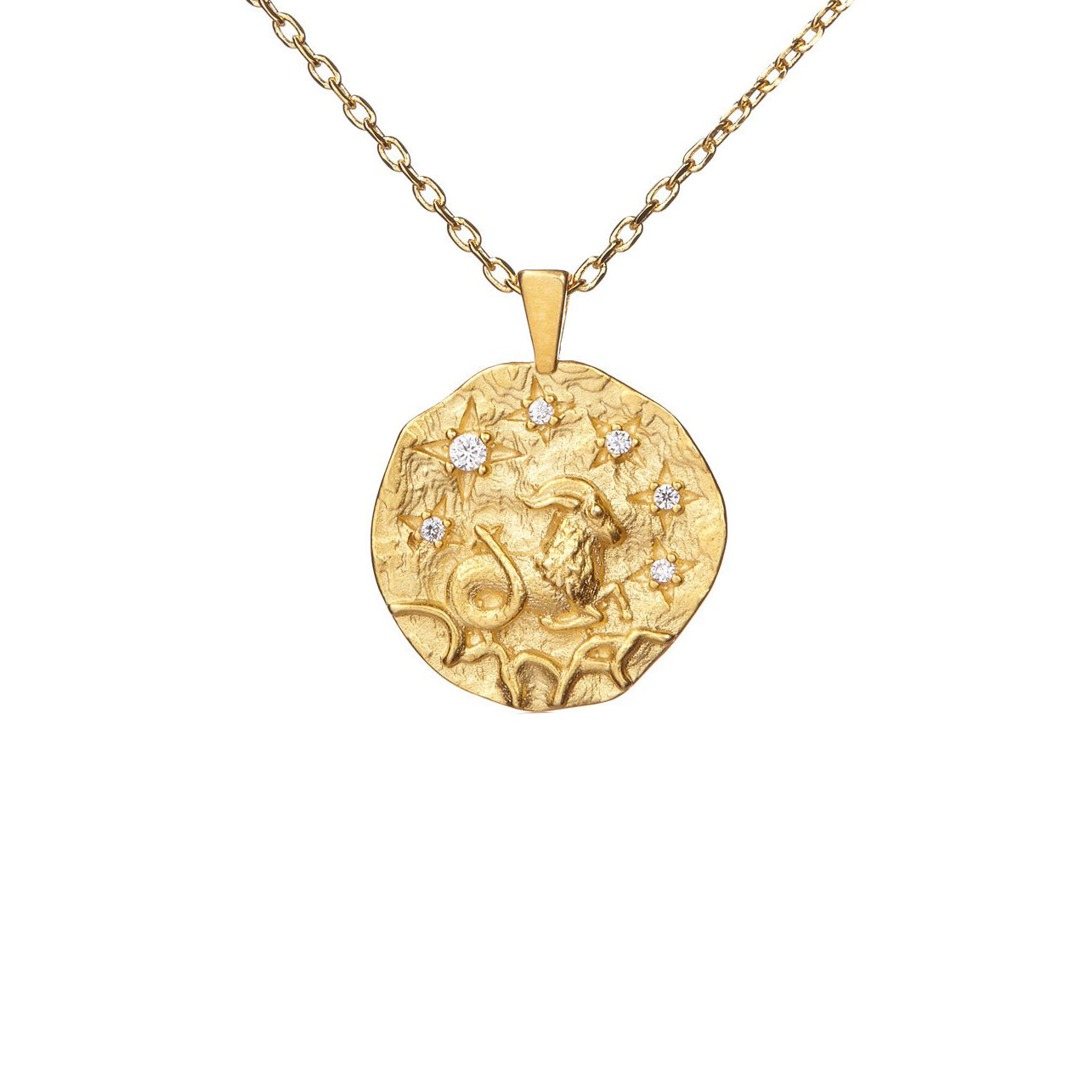 Hammered CZ Zodiac Necklace