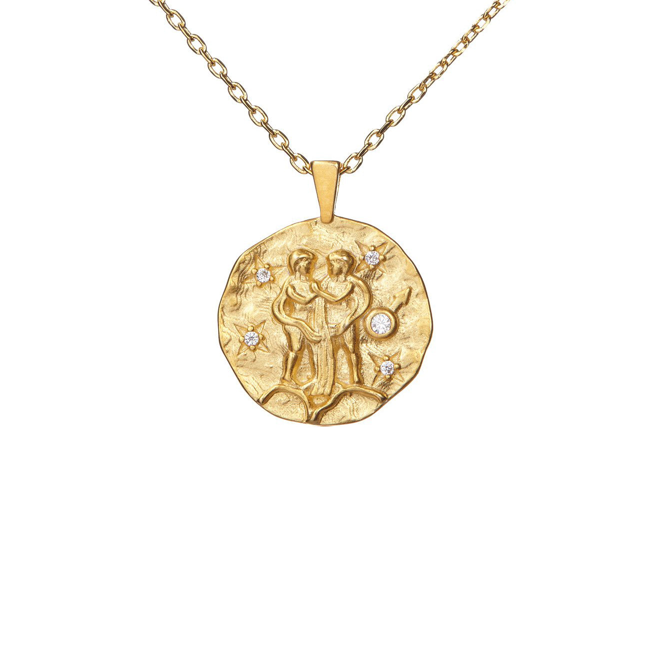 Hammered CZ Zodiac Necklace