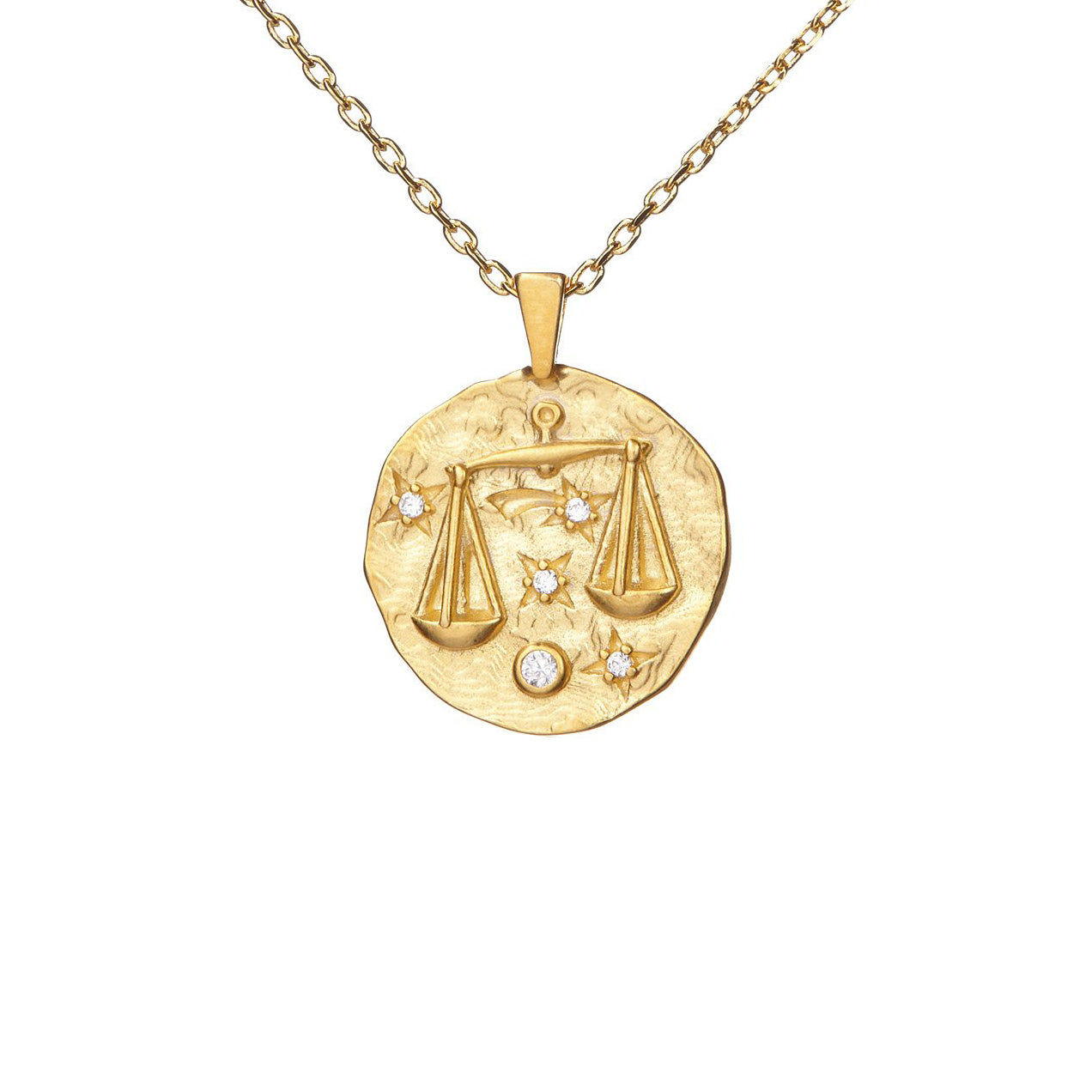 Hammered CZ Zodiac Necklace