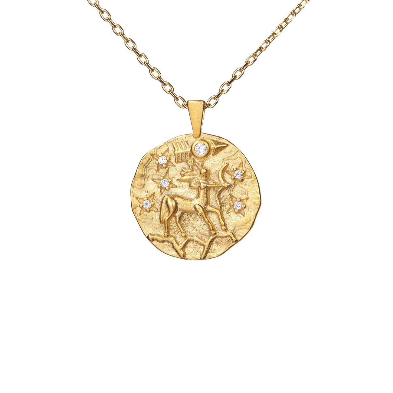 Hammered CZ Zodiac Necklace