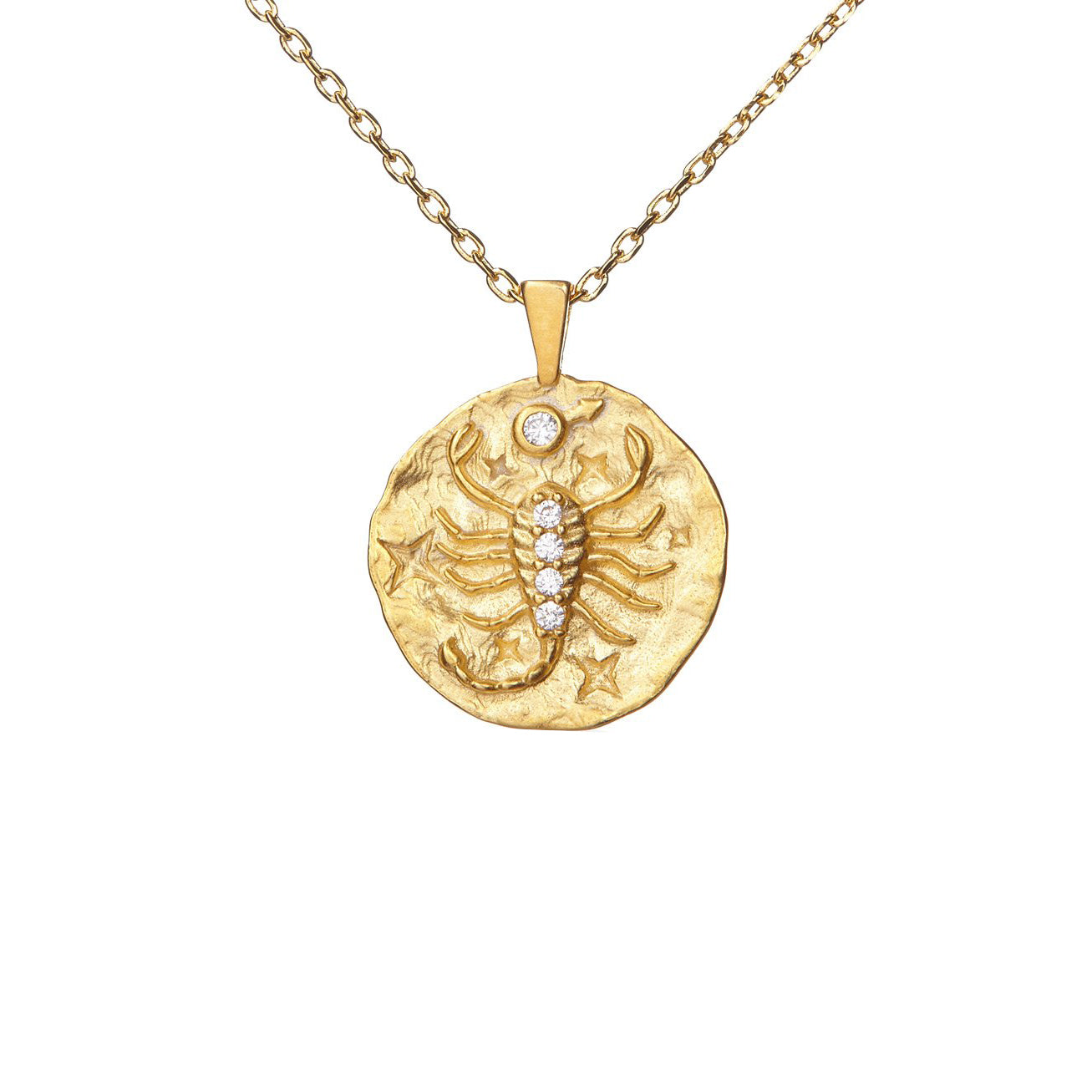 Hammered CZ Zodiac Necklace