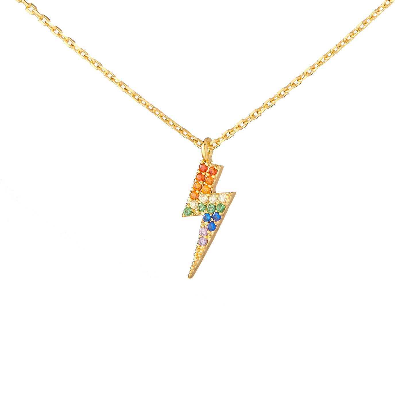 Rainbow Pave Lightning Bolt