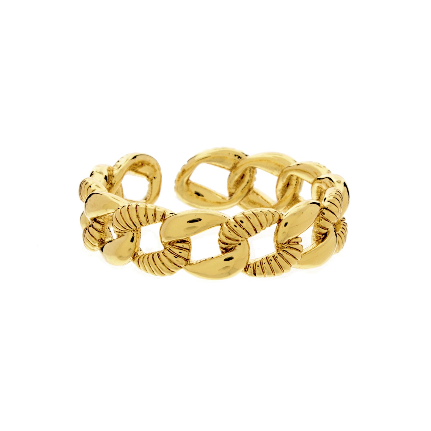 Thin Alternating Textured Cuban Link Ring