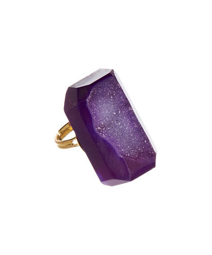 Organic Agate Drusy Ring (Gold and Silver, 36 colors, Adjustable)
