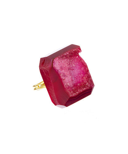 Organic Agate Drusy Ring (Gold and Silver, 36 colors, Adjustable)