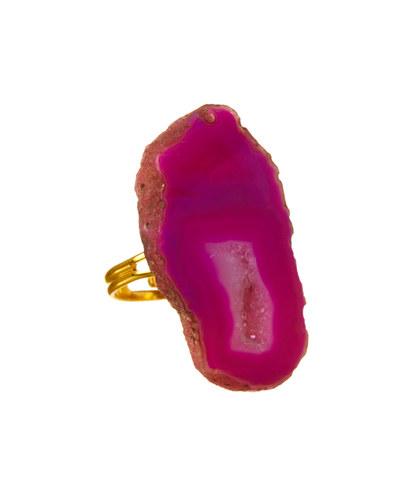 Fuchsia Drusy Agate Ring