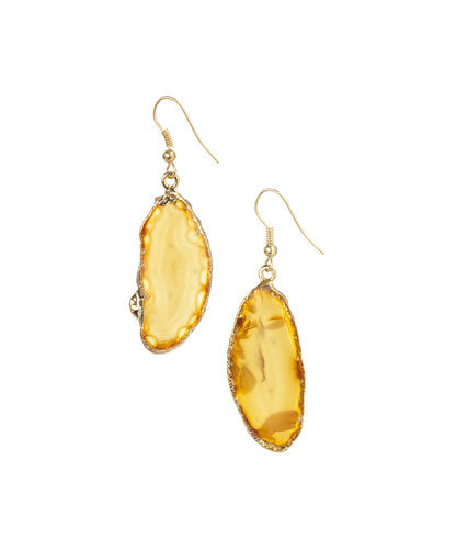 Gilded Edge Brazilian Agate Earrings