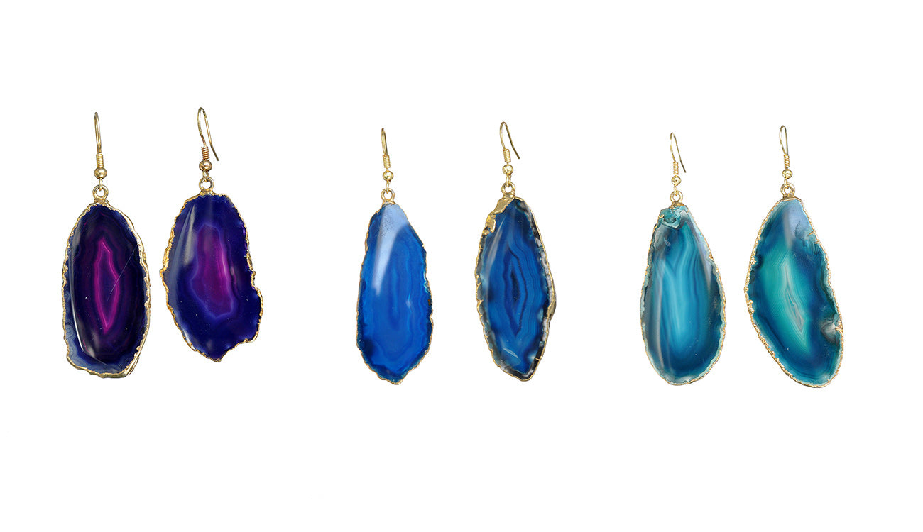 Gilded Edge Brazilian Agate Earrings
