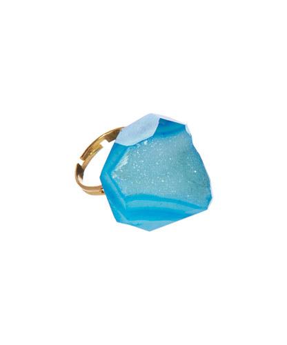 Teal Organic Agate Drusy Ring