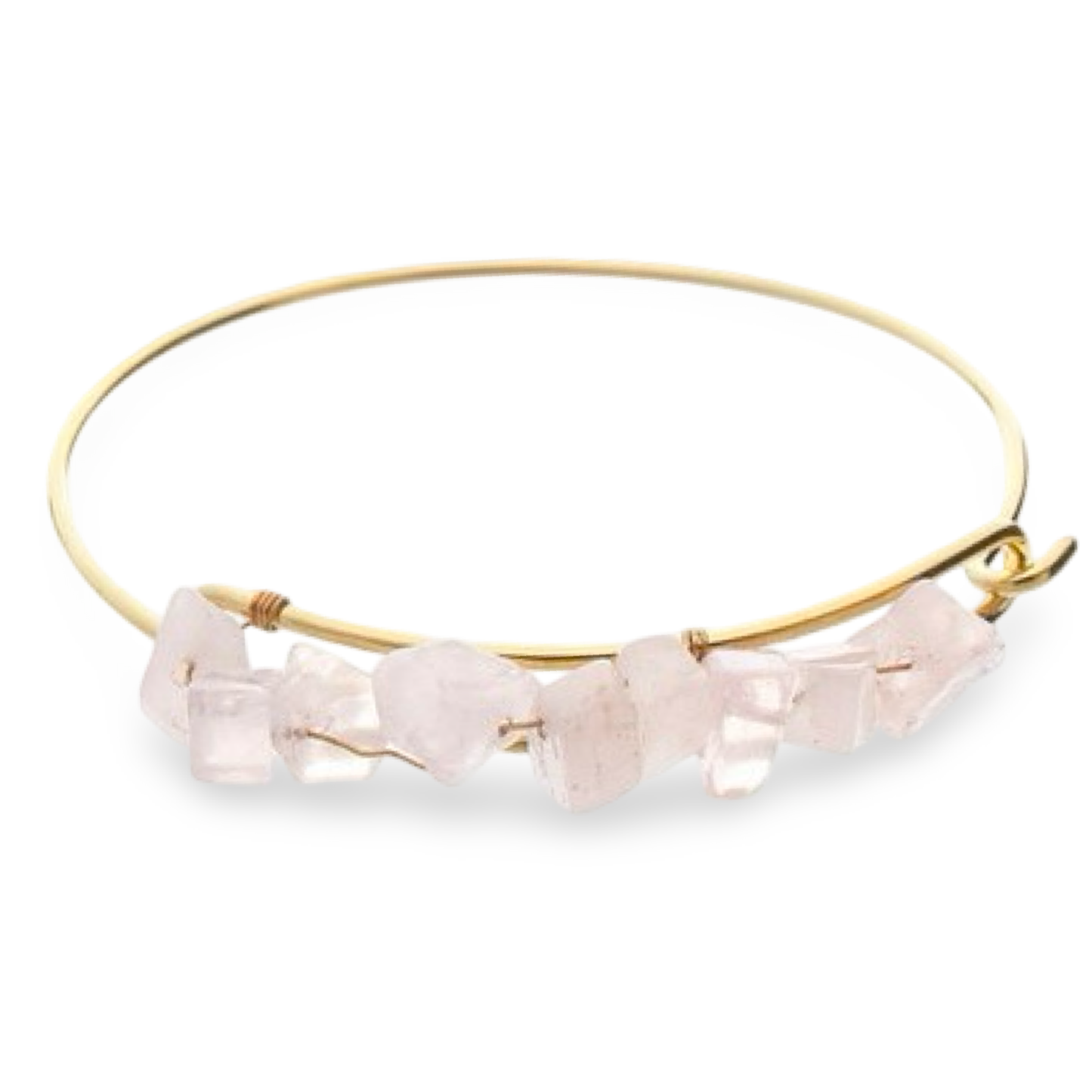 Rose Quartz Semiprecious Chips Bangle