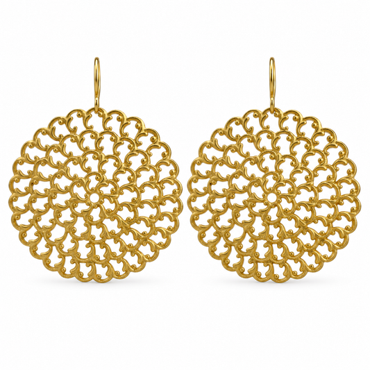 Vintage Filigree Swirl Disc Earrings
