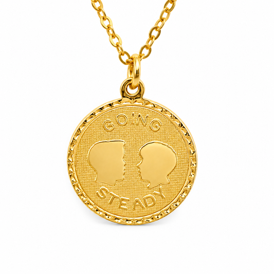 Going Steady Vintage Coin Necklace — approved Hearts collection luxury white background product photo