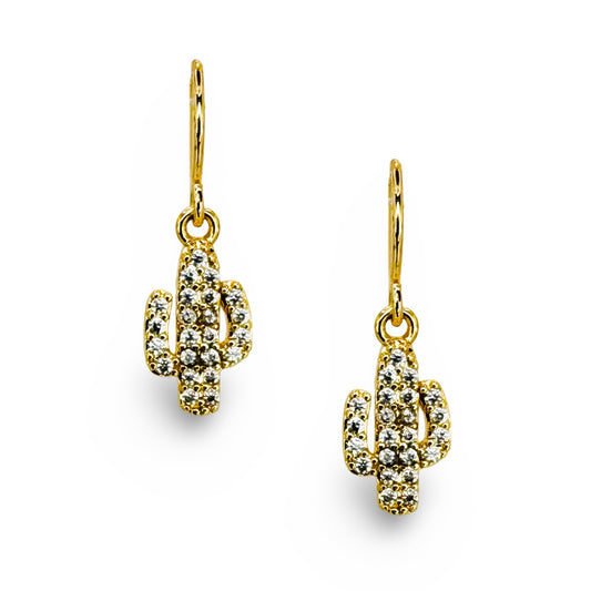 Small Pave Cactus Earrings