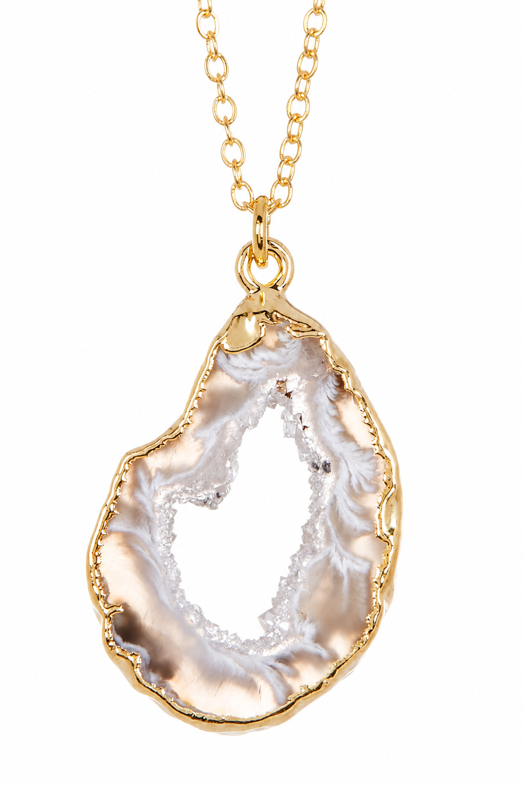 Gilded Natural Brazilian Open Agate Drusy Necklace