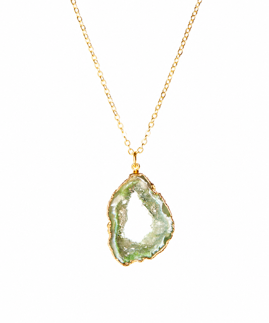 Gilded Sage Brazilian Open Agate Drusy Necklace