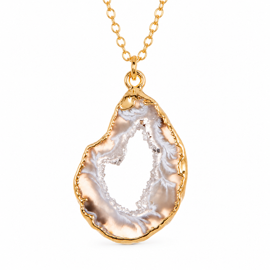 Gilded Natural Brazilian Open Agate Drusy Necklace
