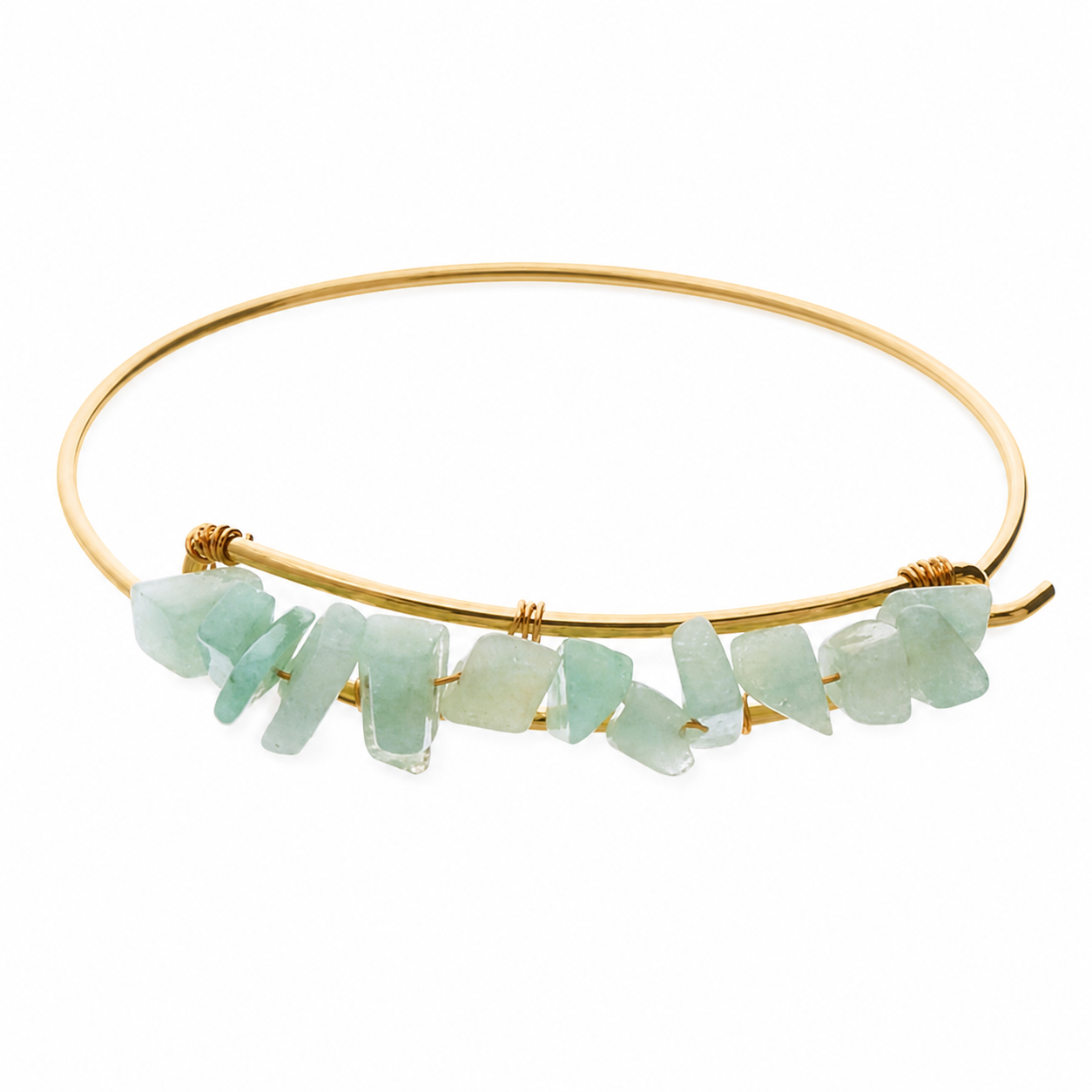 Amazonite Semiprecious Chips Bangle - 15446AZ
