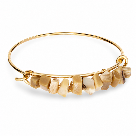 Bamboo Coral Semiprecious Chips Bangle - 15446BC