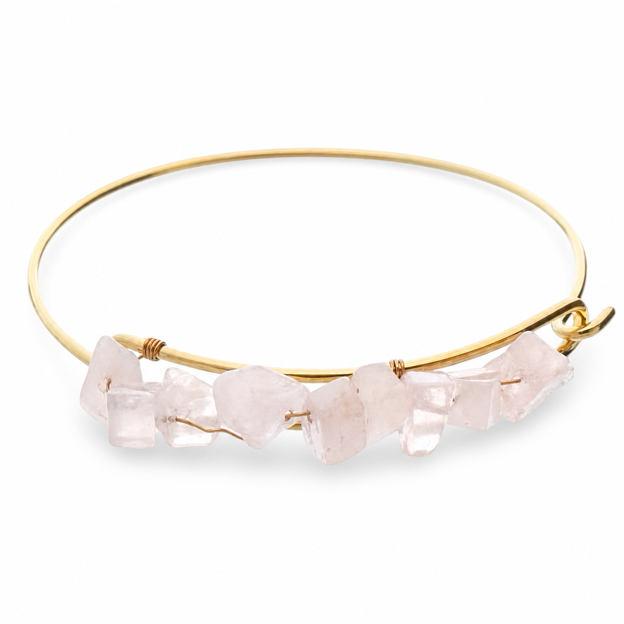 Rose Quartz Semiprecious Chips Bangle - 15446RQ