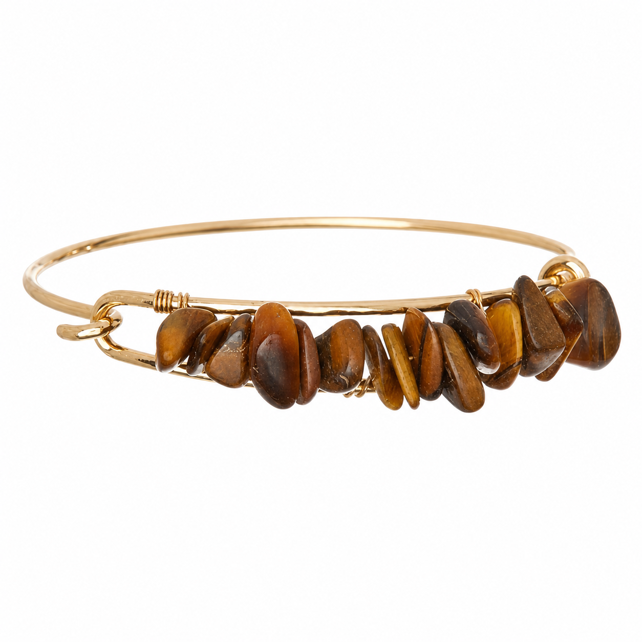 Tiger Eye Semiprecious Chips Bangle - 15446TE