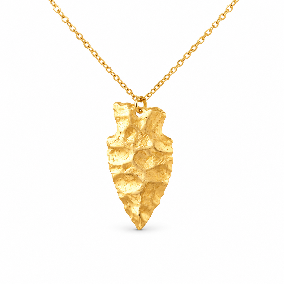Large Hammered Gold Arrowhead Necklace — approved Western Default Title shiny gold product photo — 15678