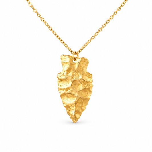 Large Hammered Gold Arrowhead Necklace — approved Western Default Title shiny gold product photo — 15678