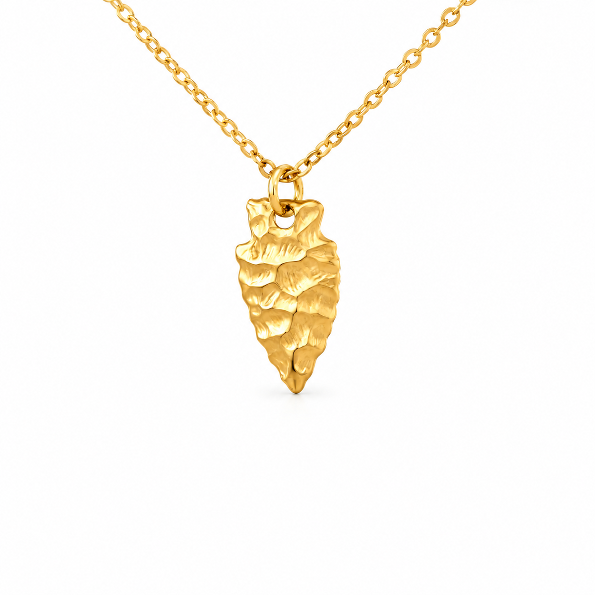 Small Hammered Gold Arrowhead Necklace — approved Western Default Title shiny gold product photo — 15679