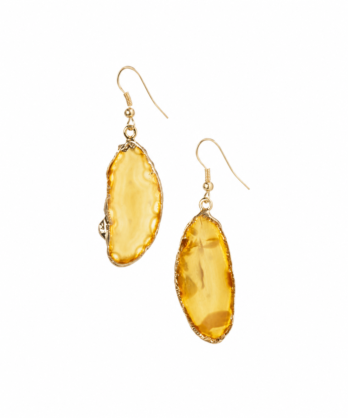 Gilded Edge Natural Brazilian Agate Earrings