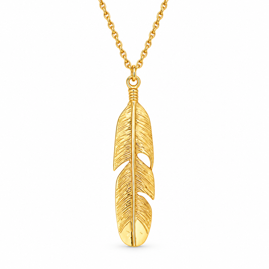 Large Feather French Rope Chain Necklace — approved Western Default Title shiny gold product photo — 16169
