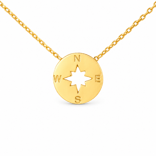 Small Flat Festoon Compass Necklace — approved Western Gold shiny gold product photo — 16985-gold