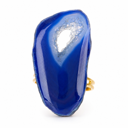 Small Organic Open Drusy Cobalt Agate Ring - 17051CO