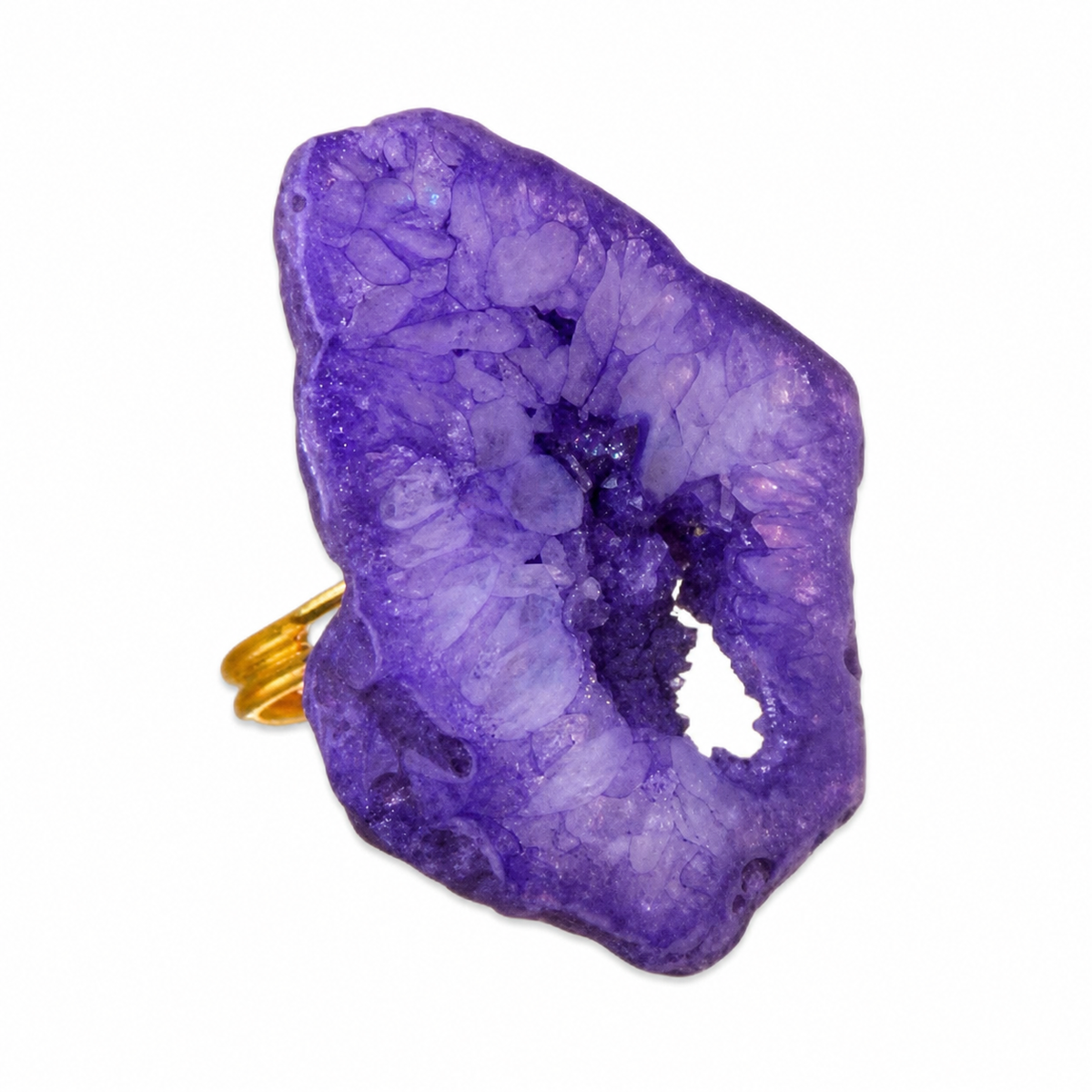 Small Organic Open Drusy Purple Agate Ring - 17051PU