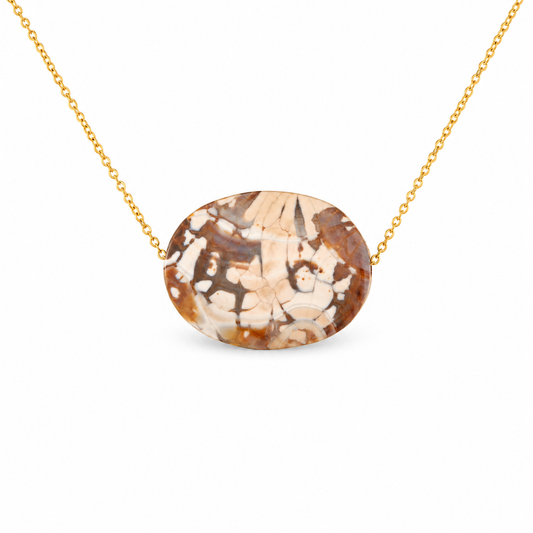 Polished Picture Stone Slide Necklace — approved Western Default Title shiny gold product photo — 18132