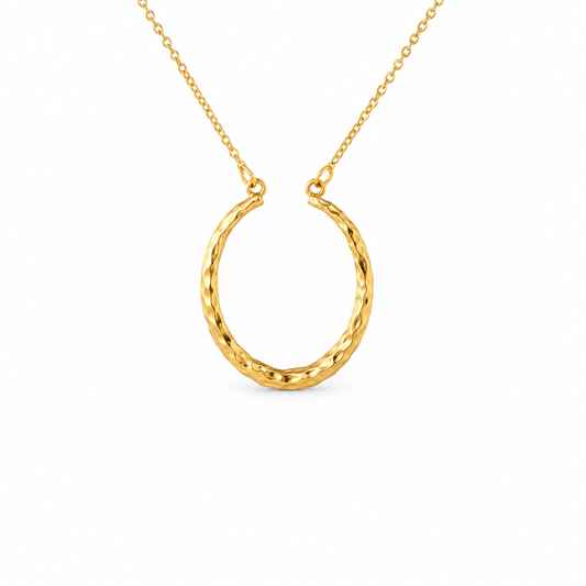 Large Modern Hammered Horseshoe Festoon Necklace — approved Western Default Title shiny gold product photo — 19133