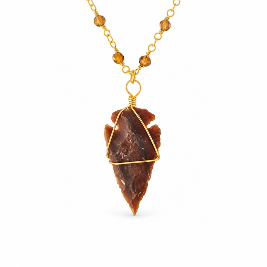 Organic Small Arrowhead Beaded Necklace — approved Western Default Title shiny gold product photo — 19280s