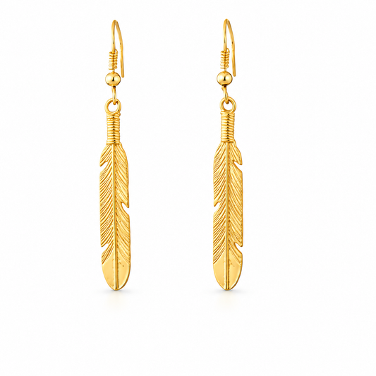 Hopi Feather French Wire Earrings — approved Western Default Title shiny gold product photo — 19436