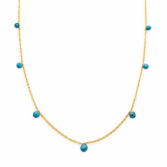 Ultra Fine Chain Semi-Precious Station Necklace — approved Western Default Title shiny gold product photo — 19569