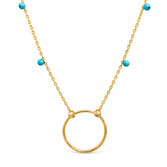 Circle Ring Festoon Tiny Station Beads Necklace — approved Western Default Title shiny gold product photo — 19613