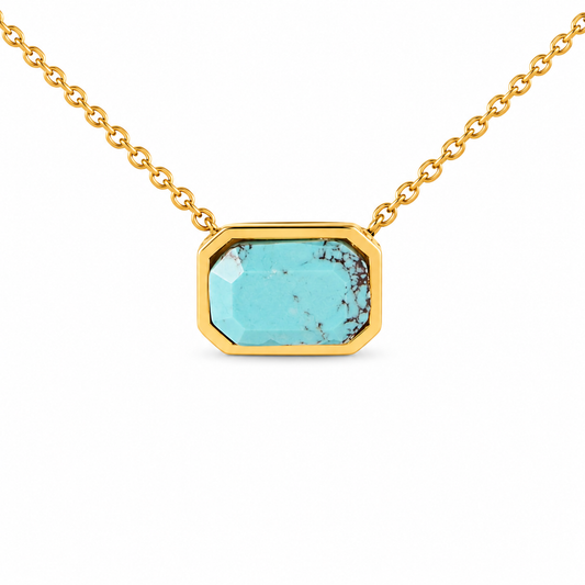 Rectangle Semiprecious Bezel Festoon Necklace — approved Western Default Title shiny gold product photo — 19621