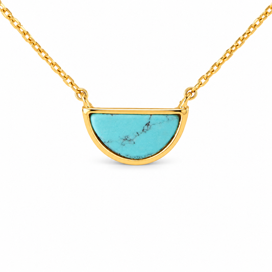 Semiprecious Half Circle Necklace — approved Western Default Title shiny gold product photo — 19626