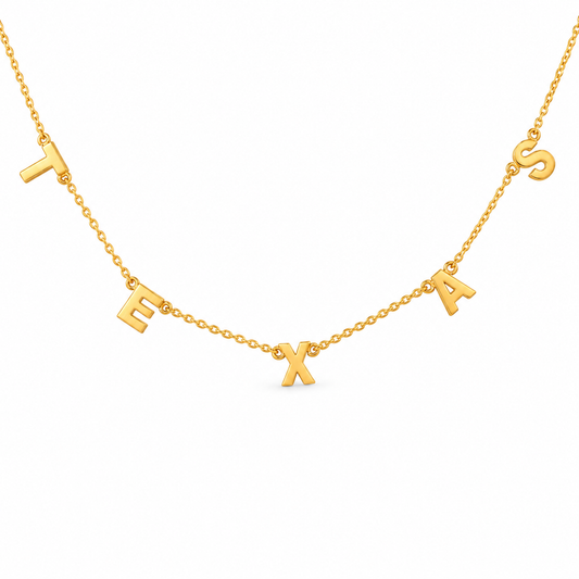 T-E-X-A-S Station Necklace — approved Western Gold shiny gold product photo — 19634-gold