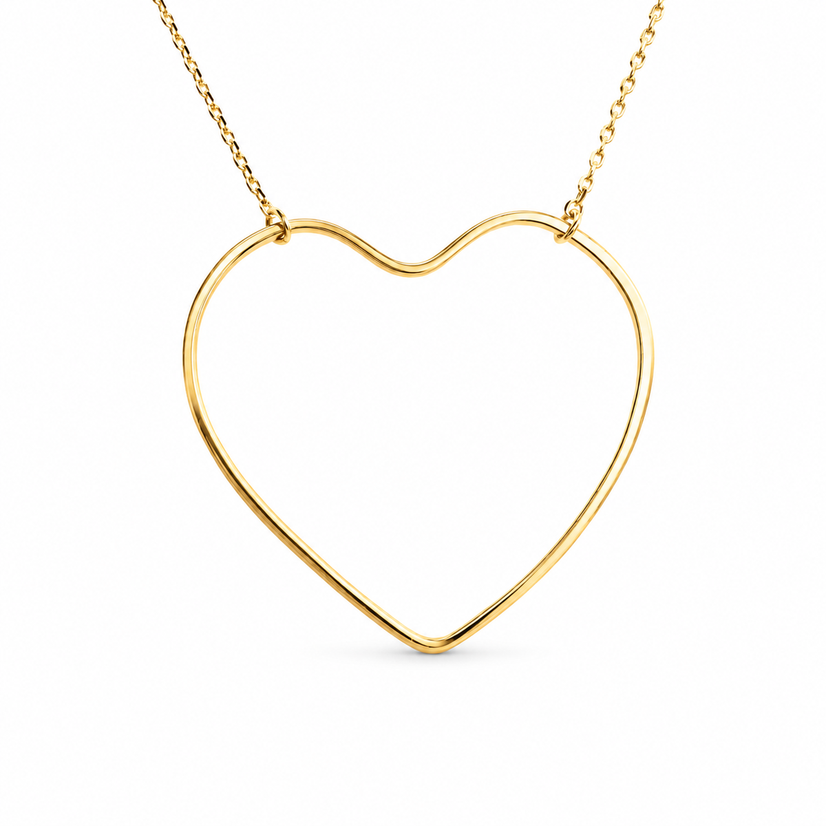 Thin Etched Large Heart Outline Festoon Necklace — approved Hearts collection luxury white background product photo